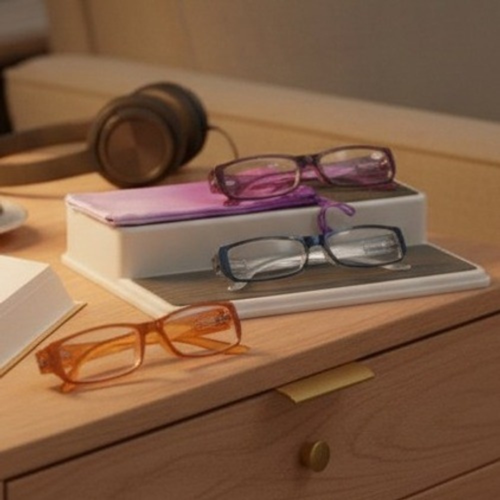 JM New York Reading Glasses Set of 3 Purple Orange Blue Rectangular Frames +3.00